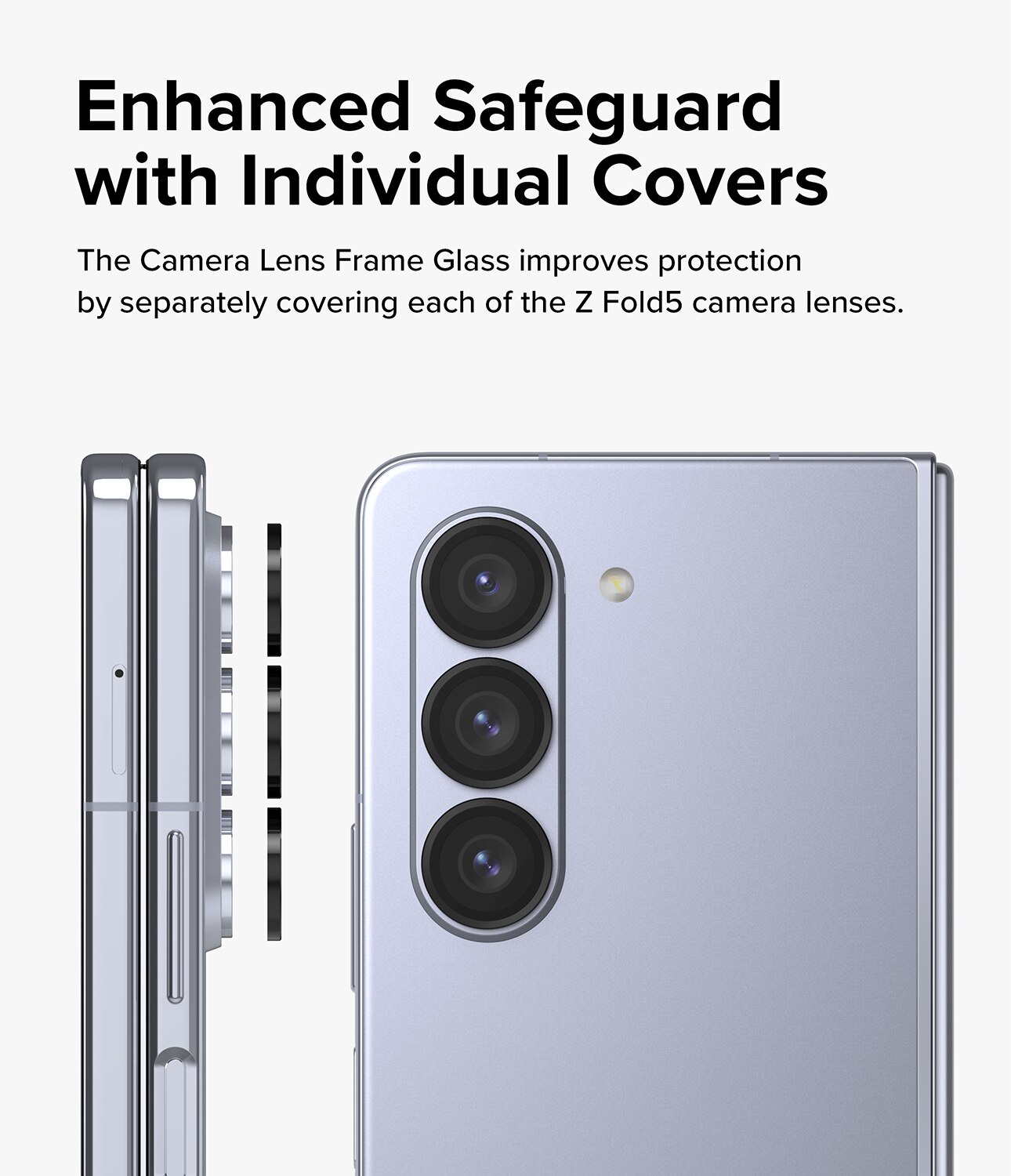 Camera Lens Frame Glass Samsung Galaxy Z Fold 5 Svart