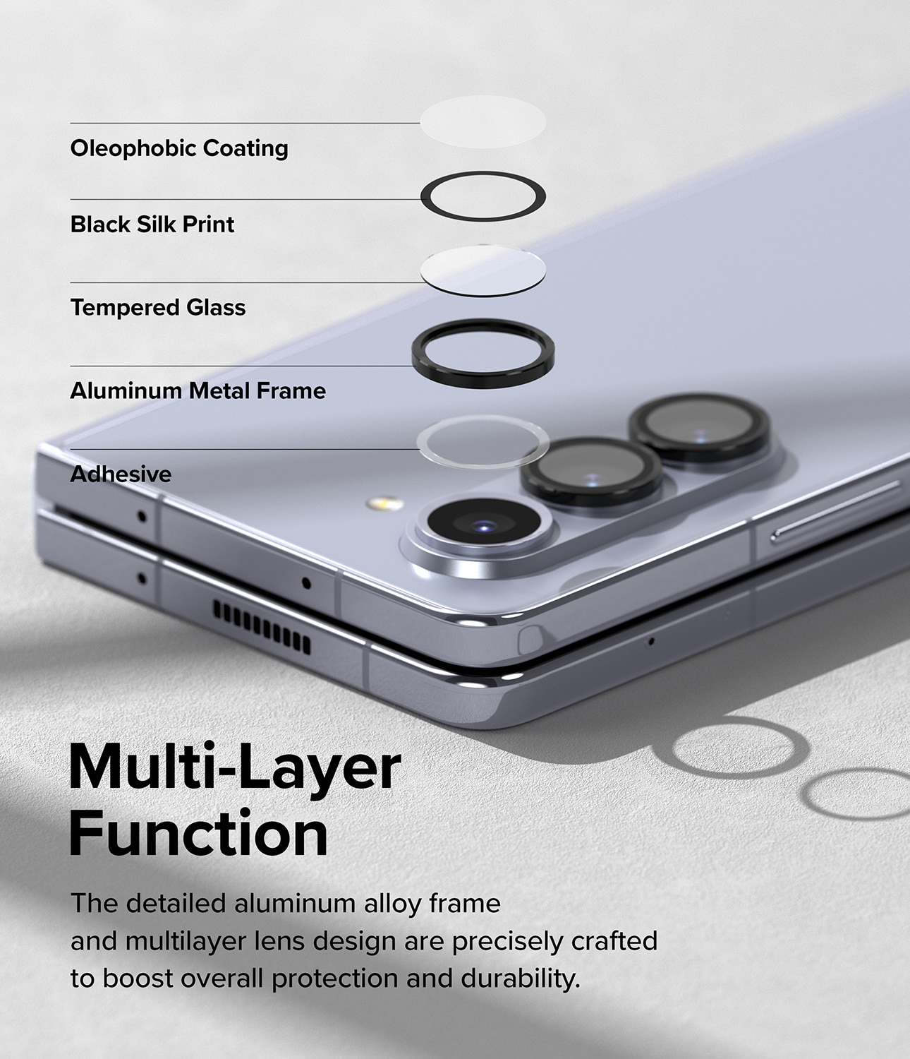 Camera Lens Frame Glass Samsung Galaxy Z Fold 5 Svart
