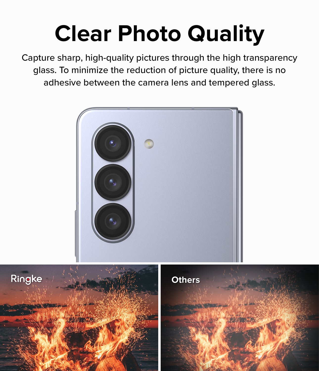 Camera Lens Frame Glass Samsung Galaxy Z Fold 5 Svart