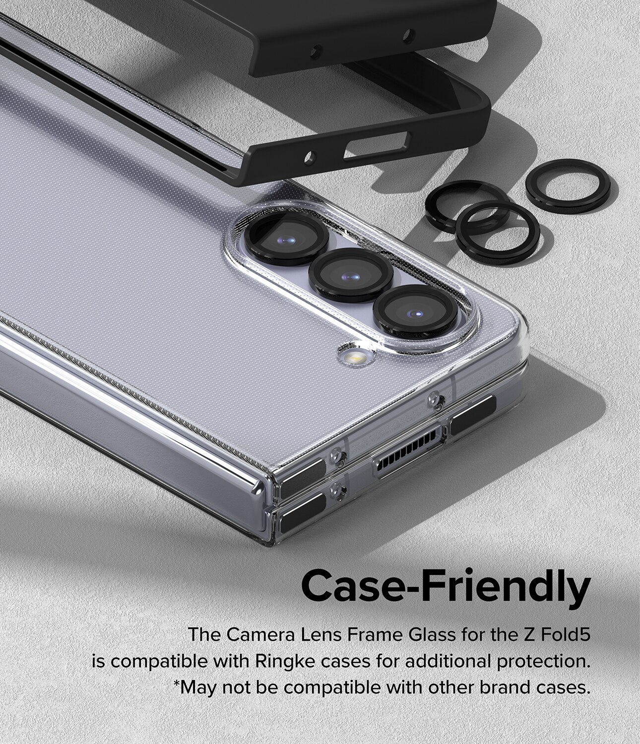 Camera Lens Frame Glass Samsung Galaxy Z Fold 5 Svart