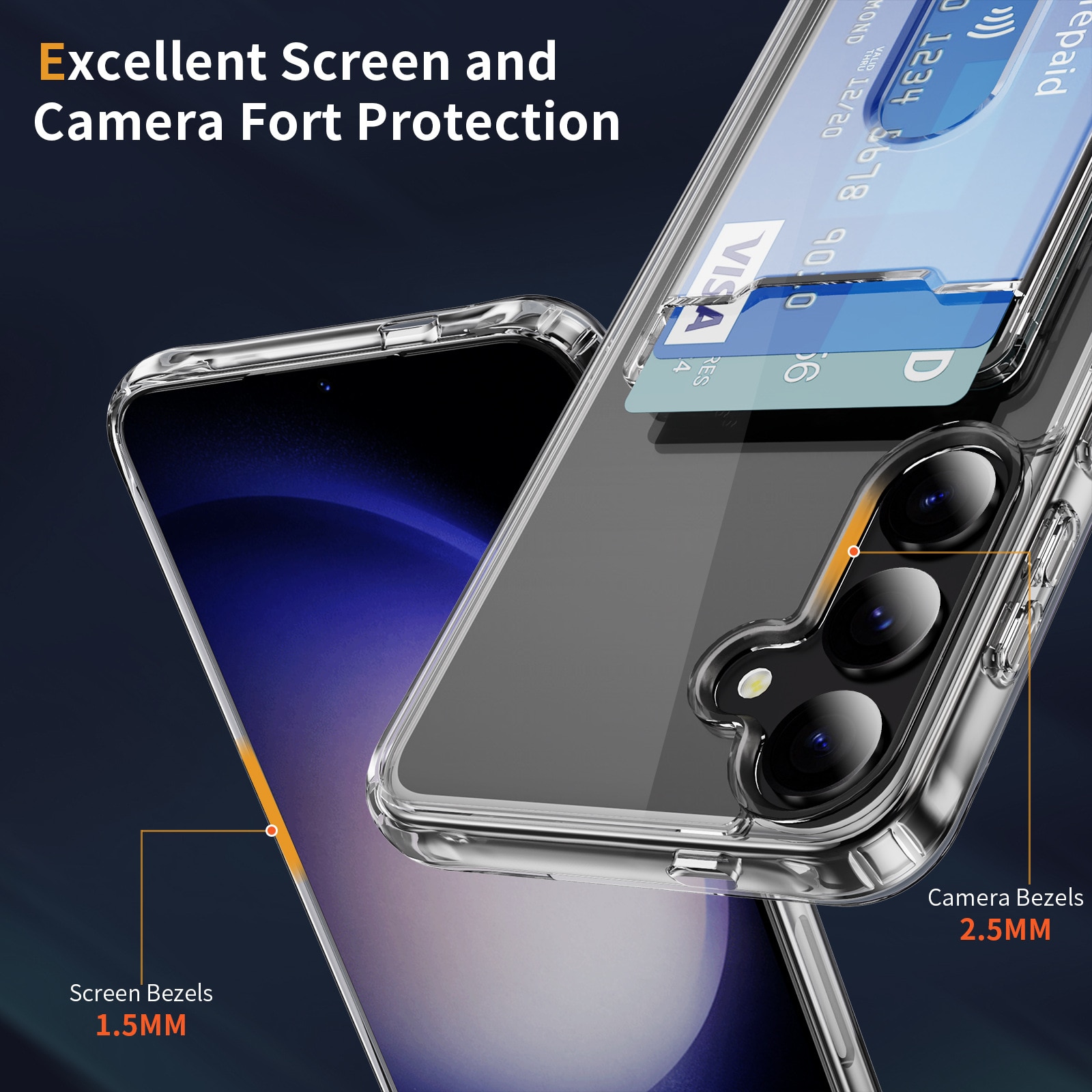 Hybriddeksel Kortholder Samsung Galaxy S24 Plus gjennomsiktig