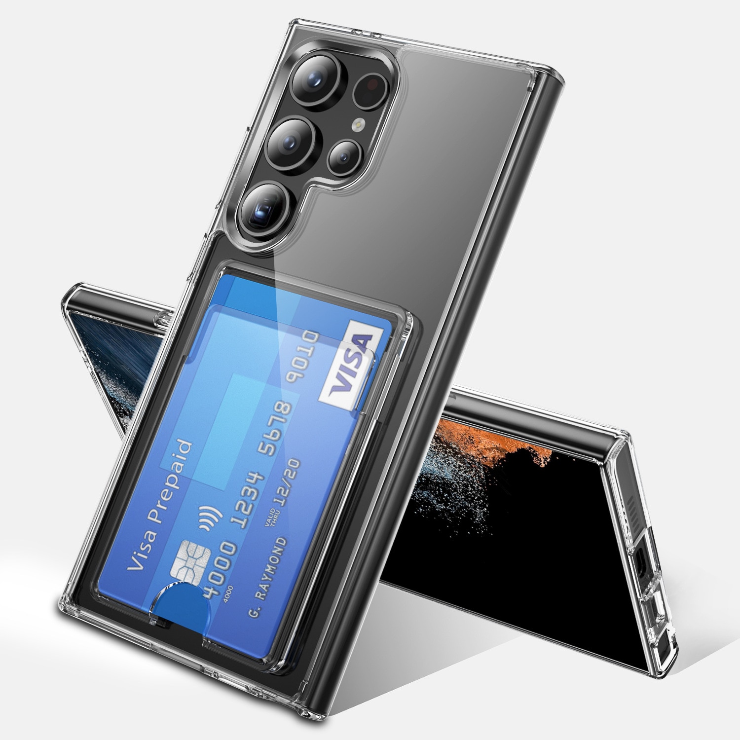 Hybriddeksel Kortholder Samsung Galaxy S24 Ultra gjennomsiktig