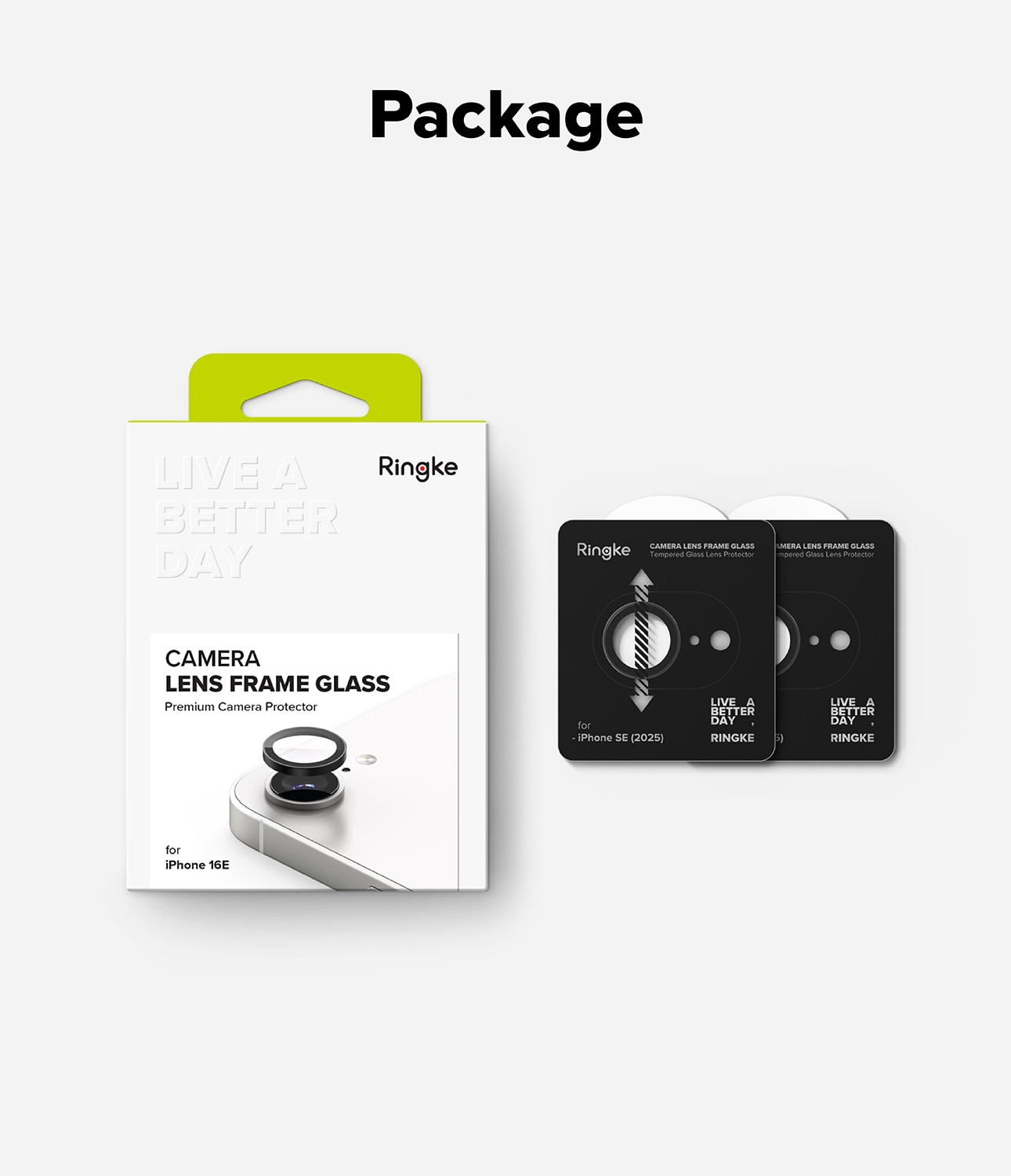 Camera Lens Frame Glass (2-pack) iPhone 16e Black