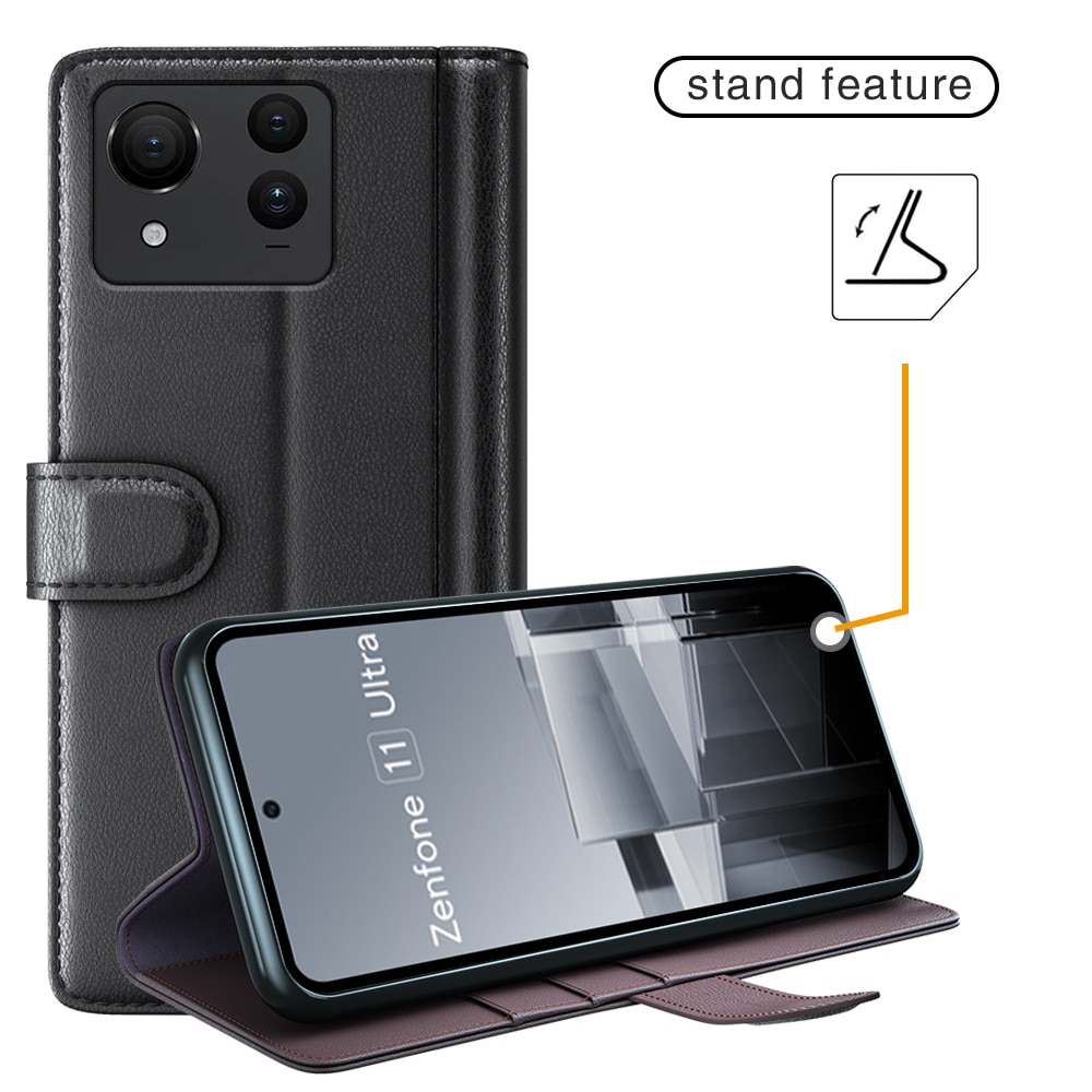 Ekte Lærveske Asus Zenfone 11 Ultra svart
