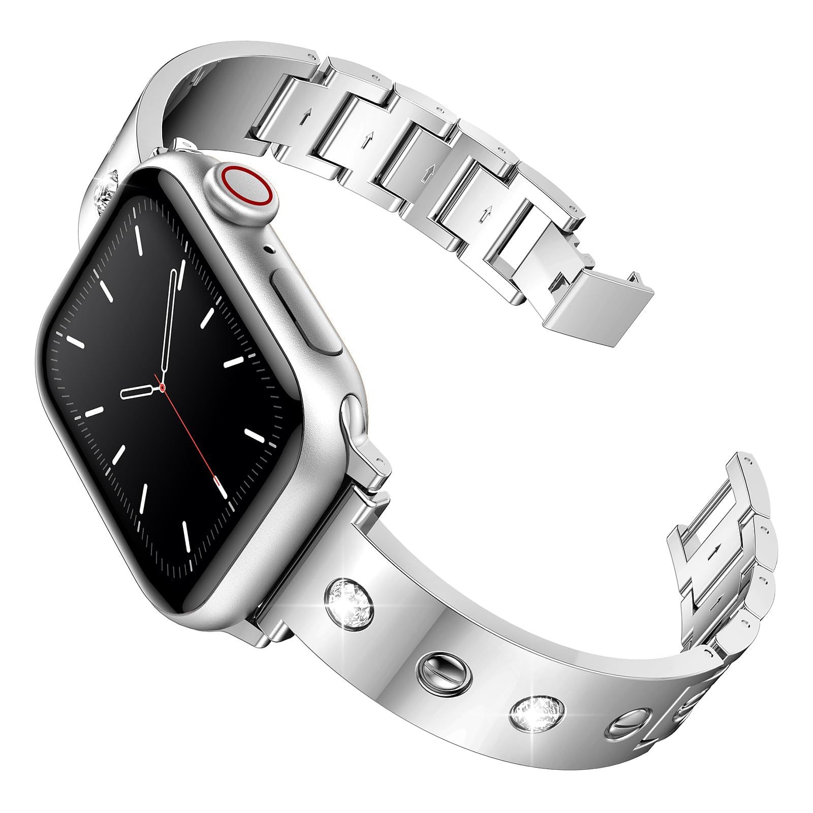 Bangle Diamond Bracelet Apple Watch 41mm Series 7 sølv