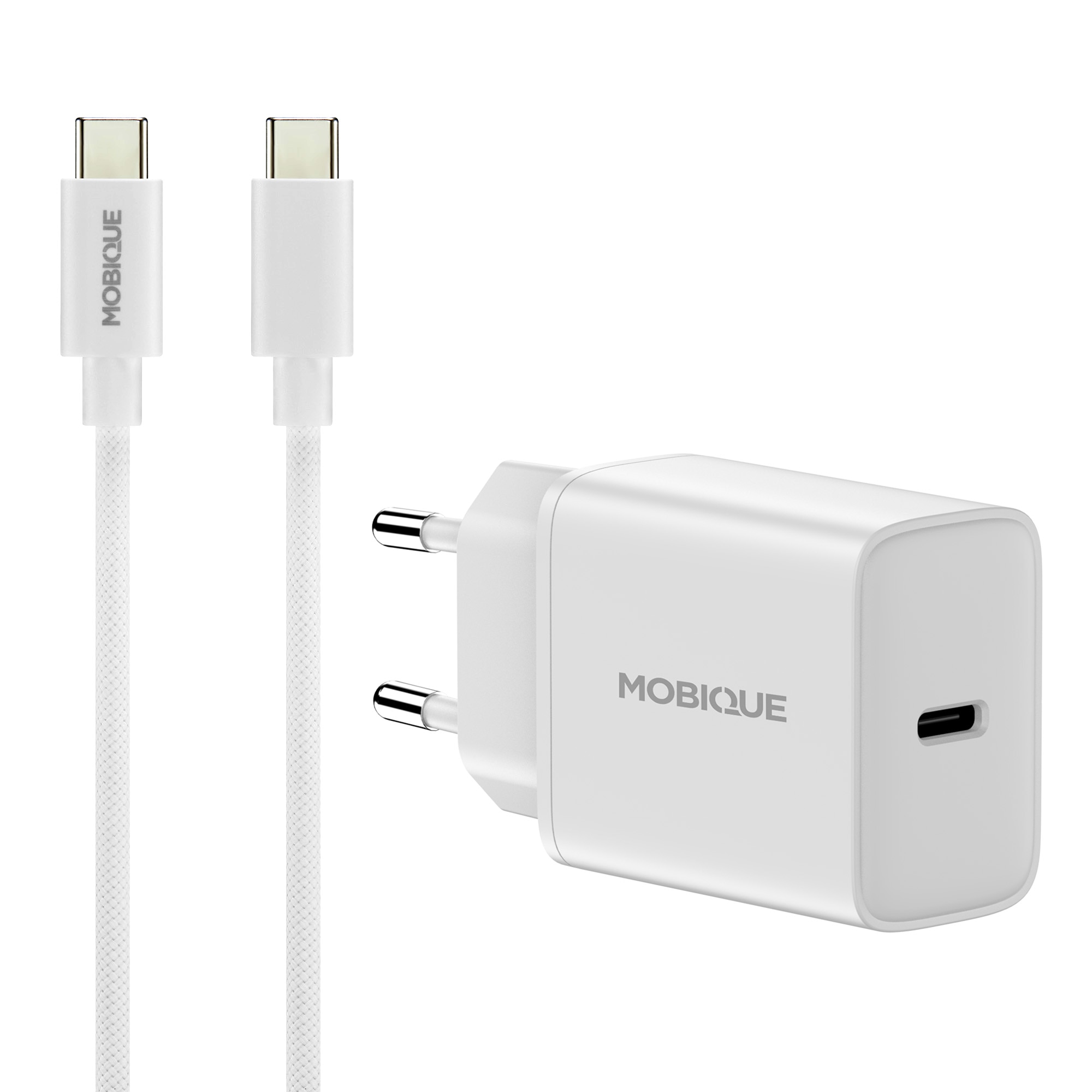 Komplett lader iPhone 16 - 2m kabel og vegglader USB-C Hvit