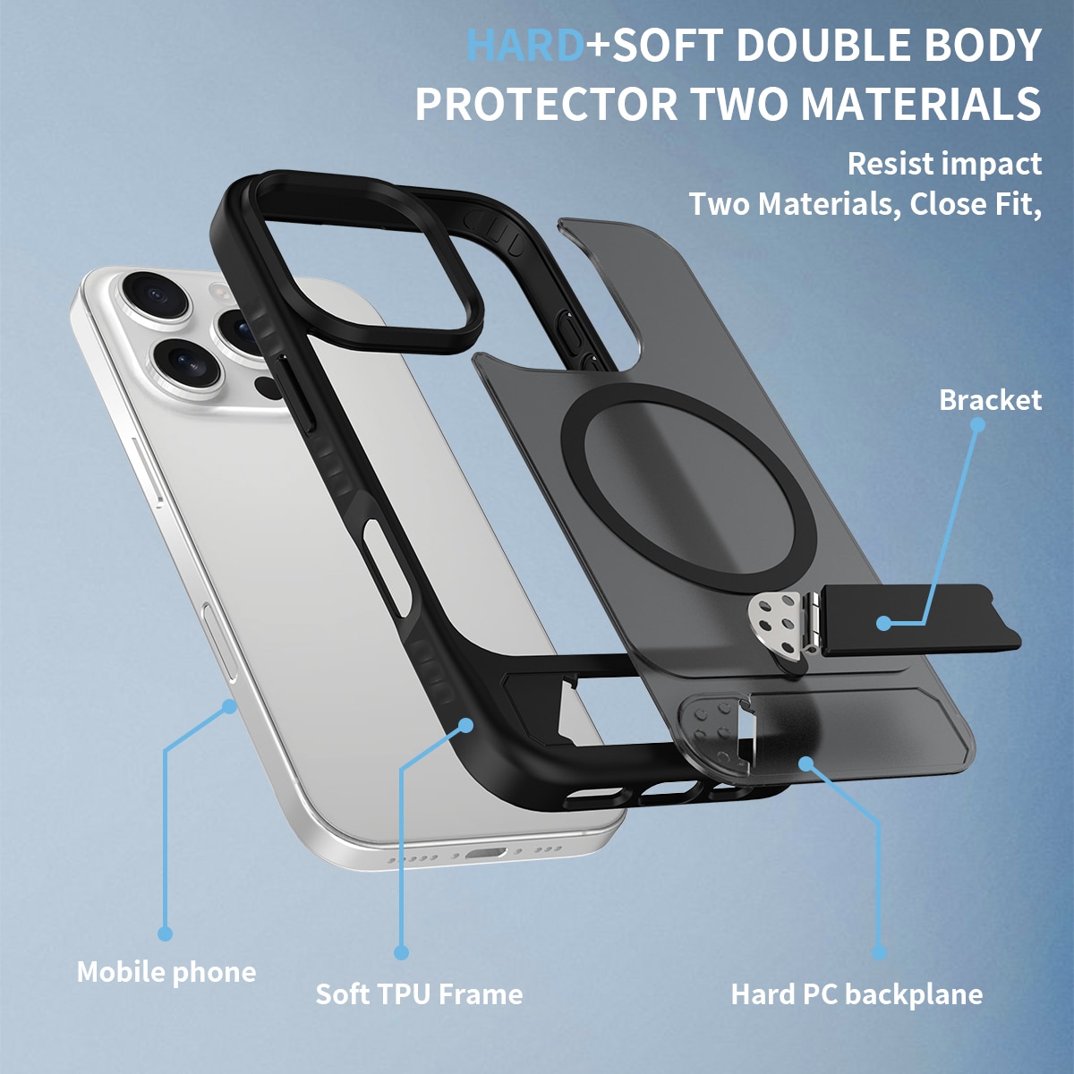 Magnetisk deksel med stativ iPhone 16 Pro Svart