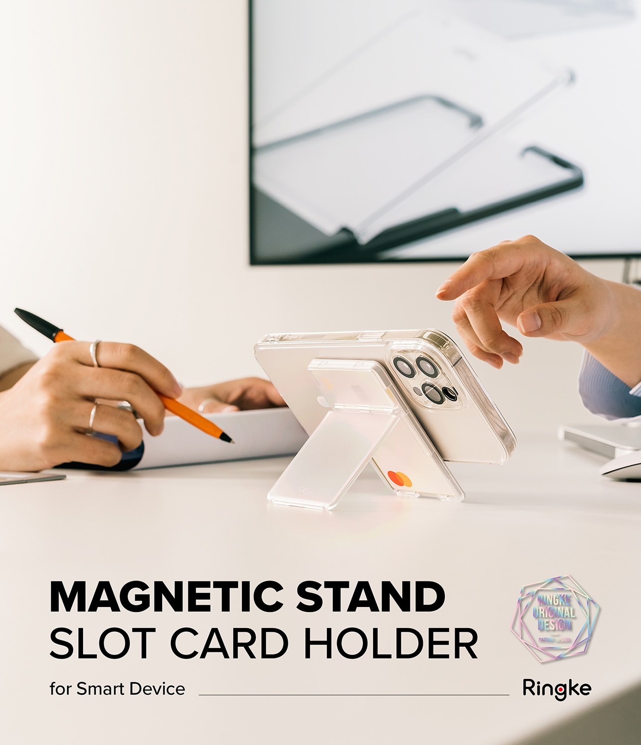 Magnetic Stand Slot Card Holder MagSafe Clear/Light Gray