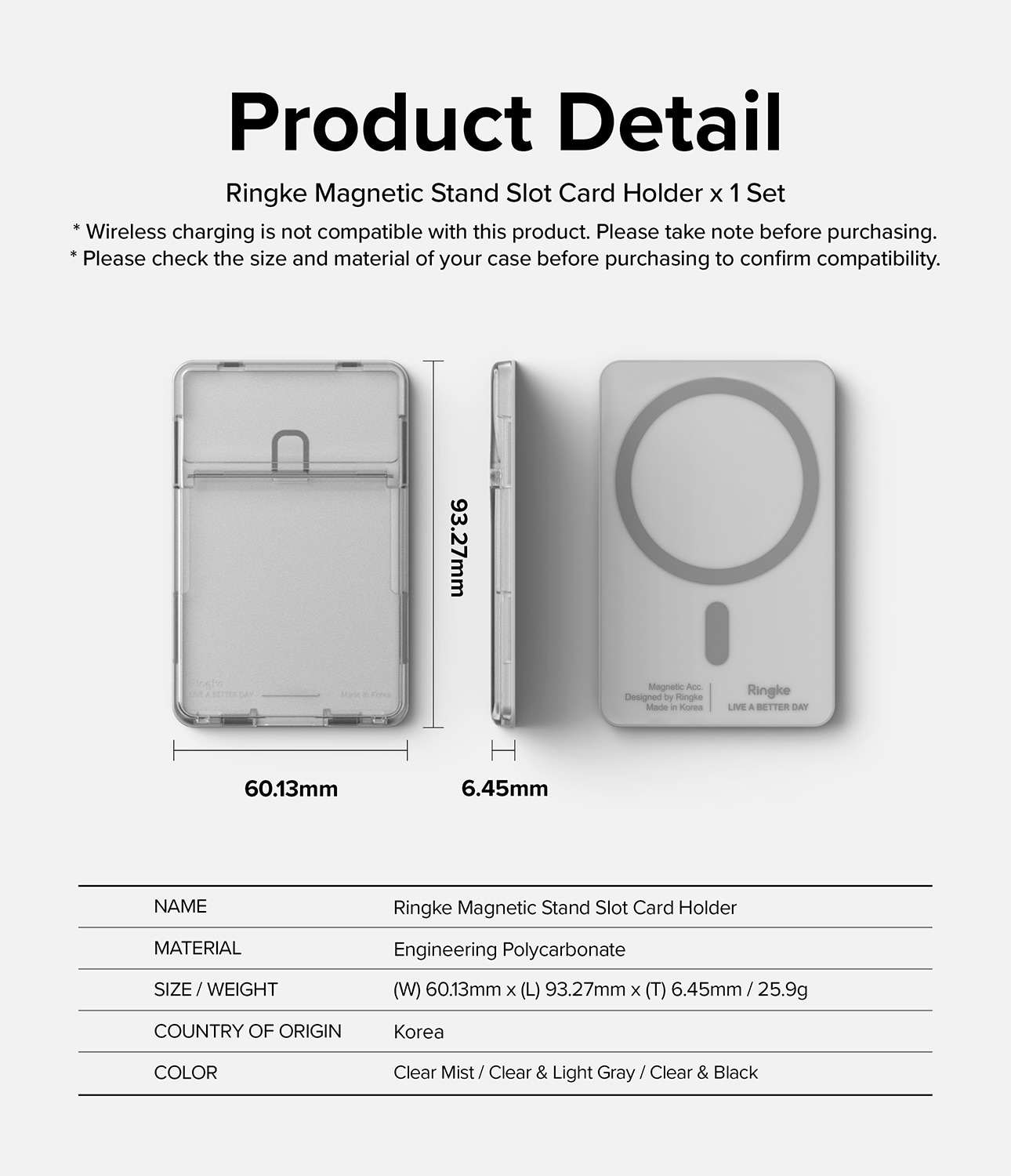 Magnetic Stand Slot Card Holder MagSafe Clear Mist