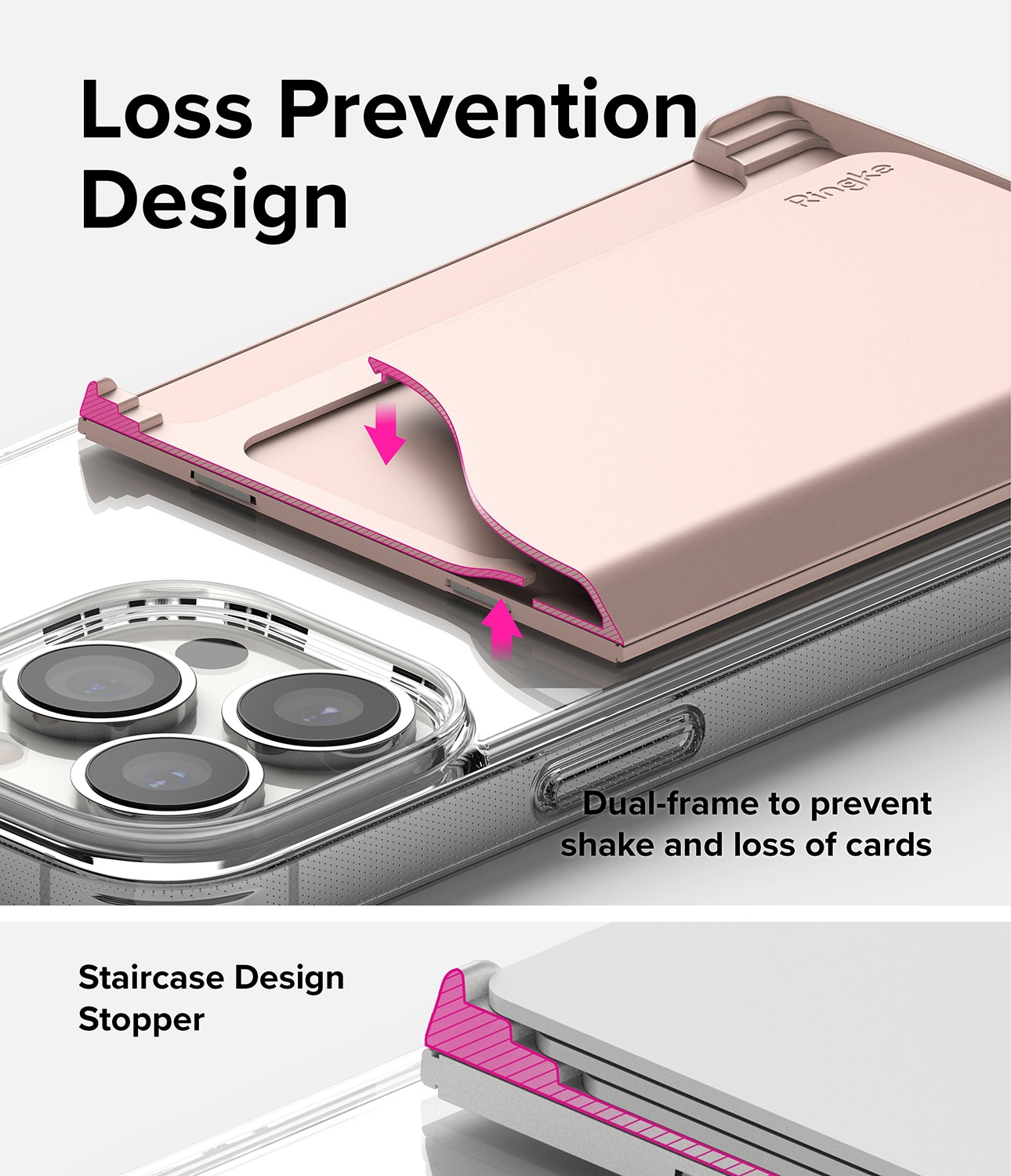 Magnetic Side Slot Card Holder MagSafe Peach Pink