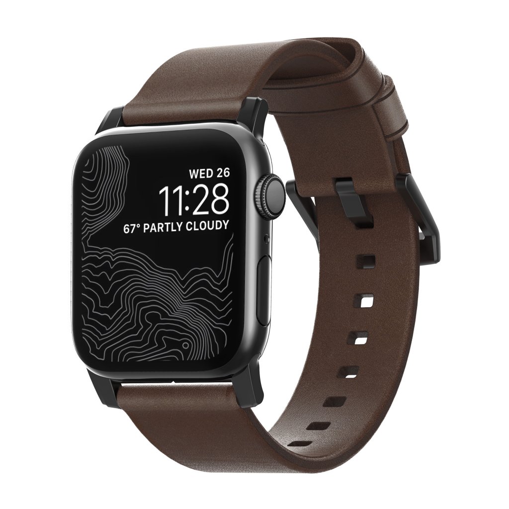 Apple Watch Ultra 2 49mm Modern Band Horween Leather Rustic Brown (Black Hardware)