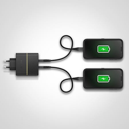 Vegglader 30W USB-C PD+USB-A Black Shimmer