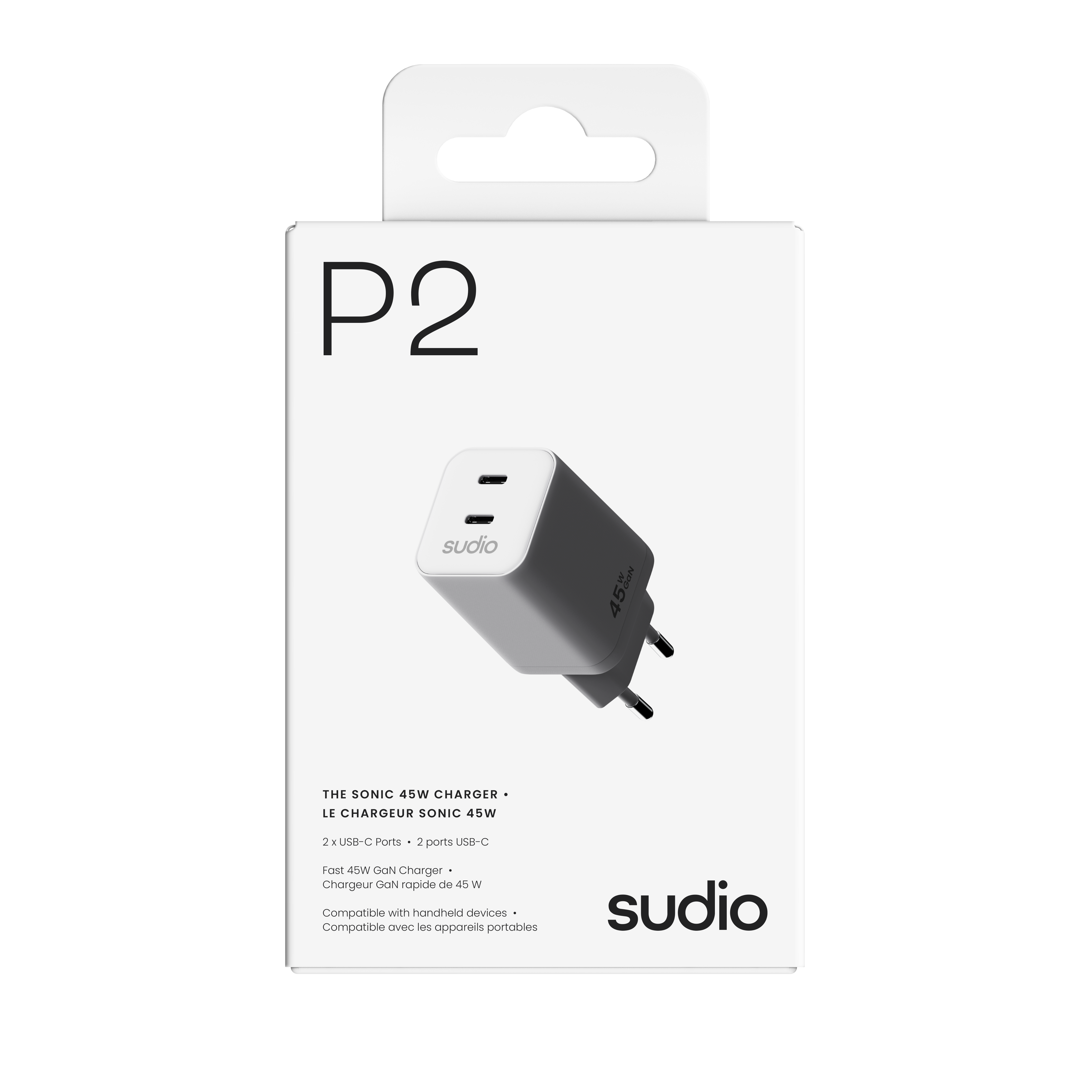 P2 Vegglader 45W 2 x USB-C Hvit