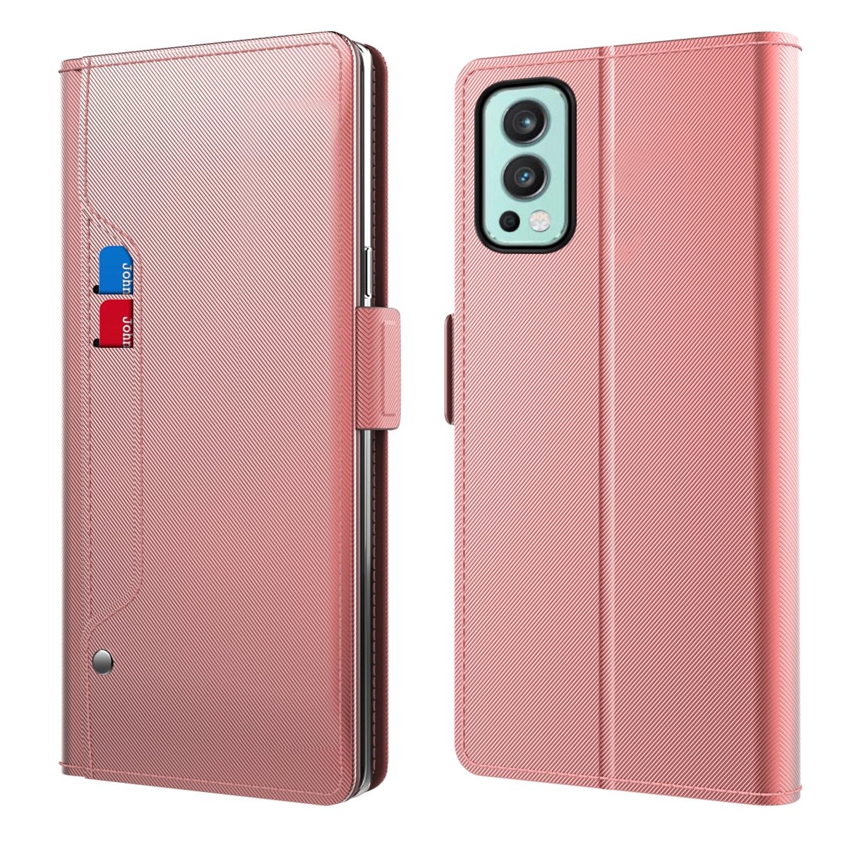 Lommebokdeksel Speil OnePlus Nord 2 5G Rosa Gull