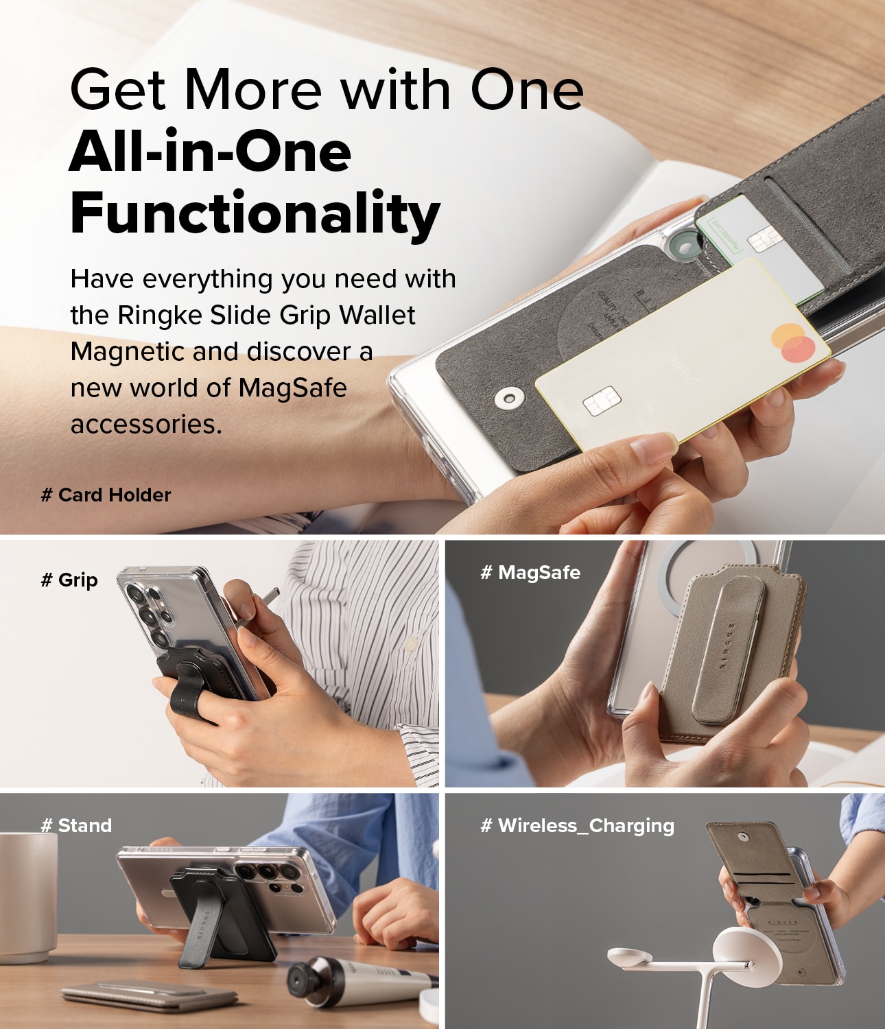 Samsung Galaxy Card Holder Slide Grip Magnetic Edge Svart