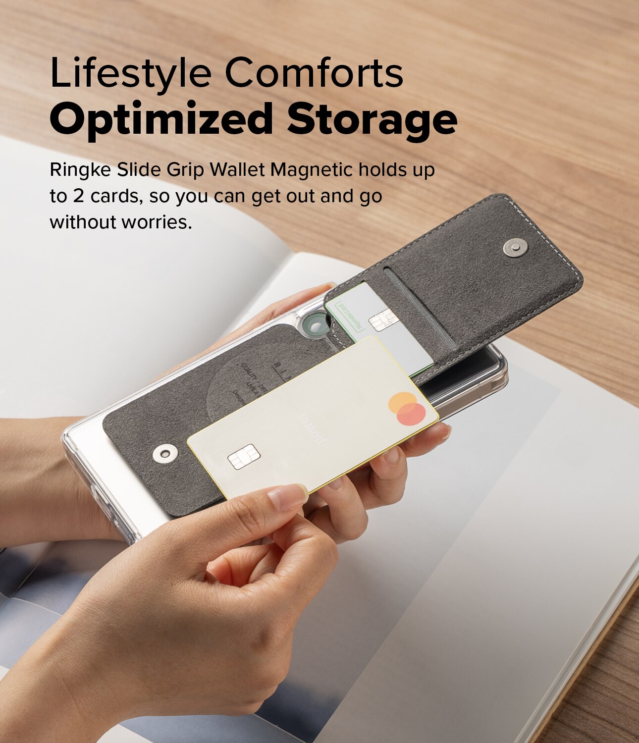 Samsung Galaxy Card Holder Slide Grip Magnetic Edge Svart