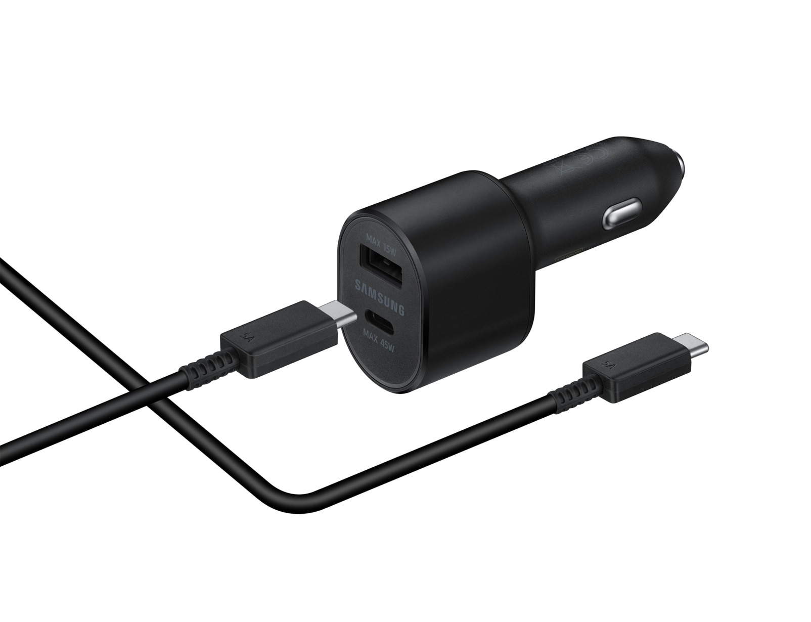 Super Fast Dual Car Charger USB-C + USB-A  (45W+15W) svart