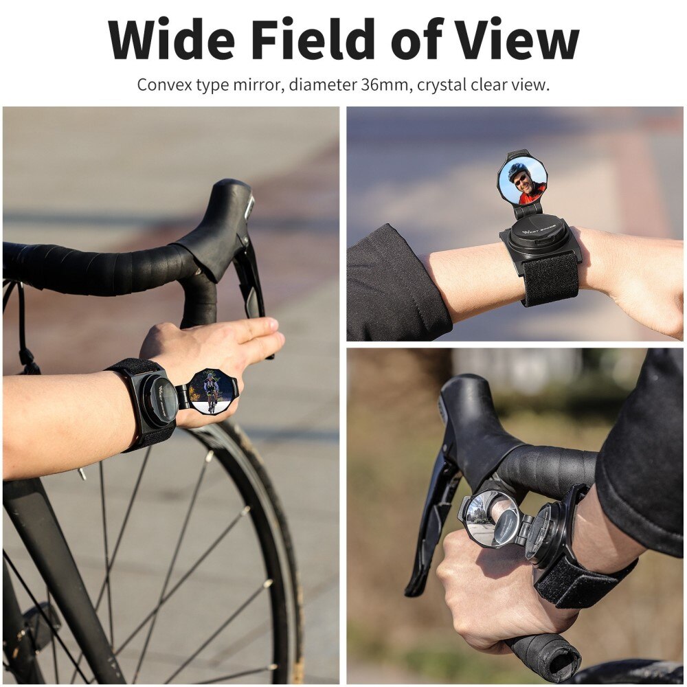 Vridbar sykkelspeil for håndleddet svart