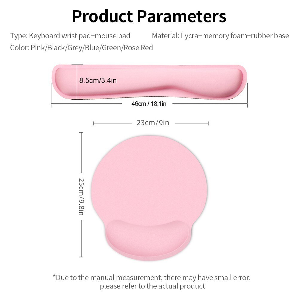 Håndleddsstøtte for tastatur og musematte rosa