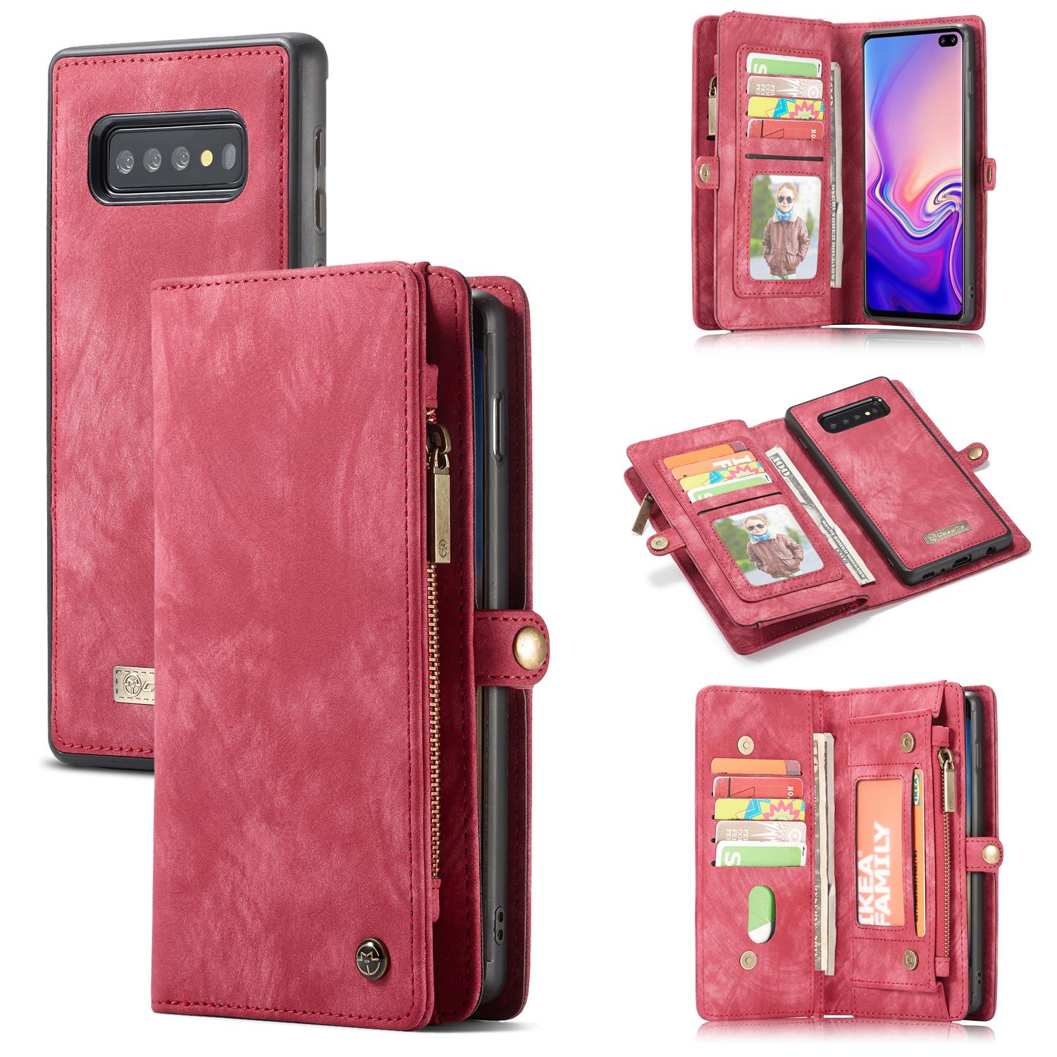 Multi-slot Lommeboksetui Samsung Galaxy S10 Plus Rød