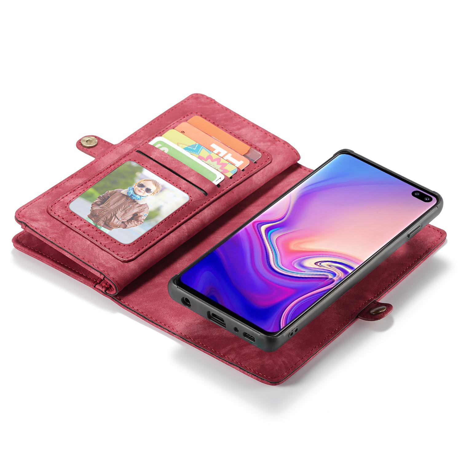 Multi-slot Lommeboksetui Samsung Galaxy S10 Plus Rød
