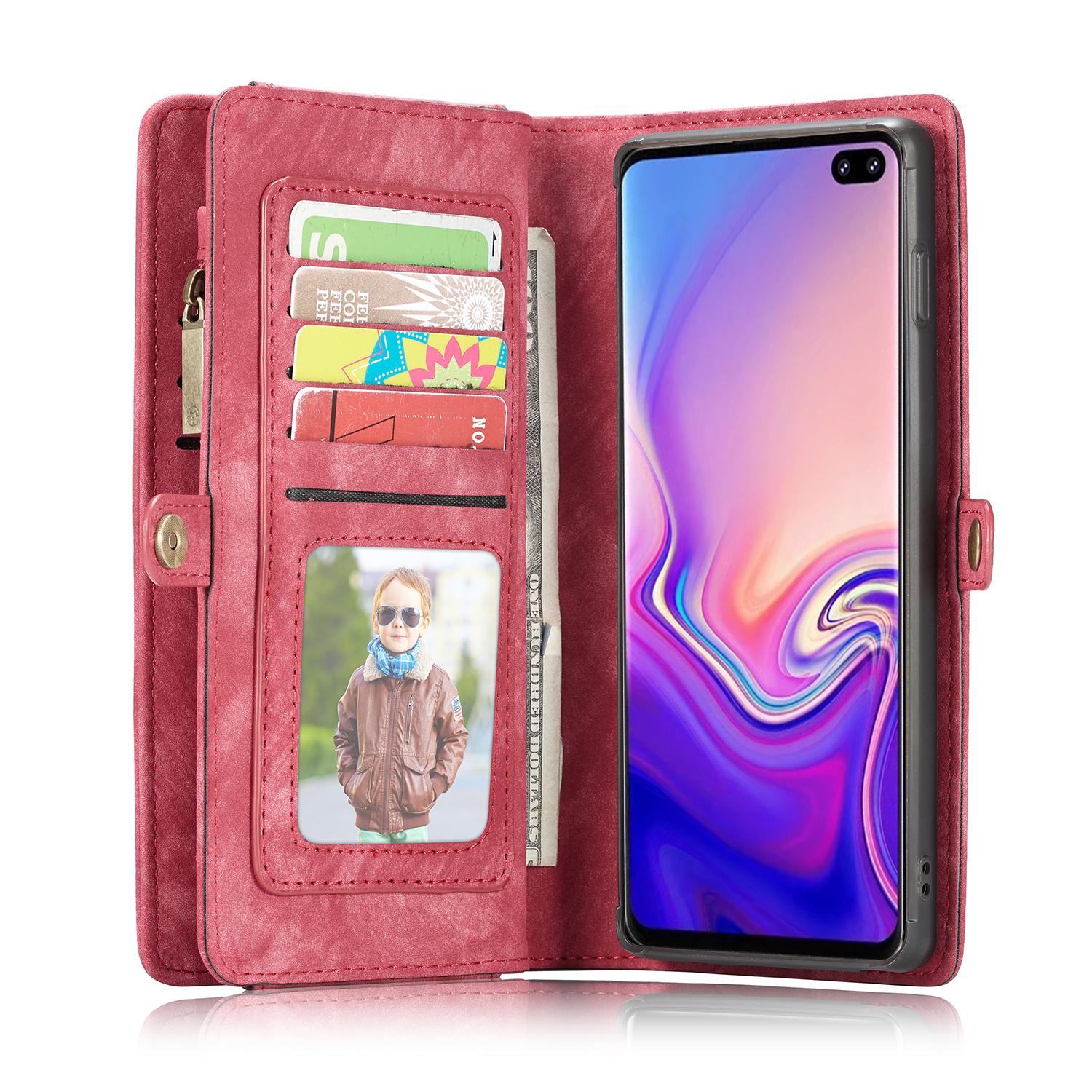 Multi-slot Lommeboksetui Samsung Galaxy S10 Plus Rød