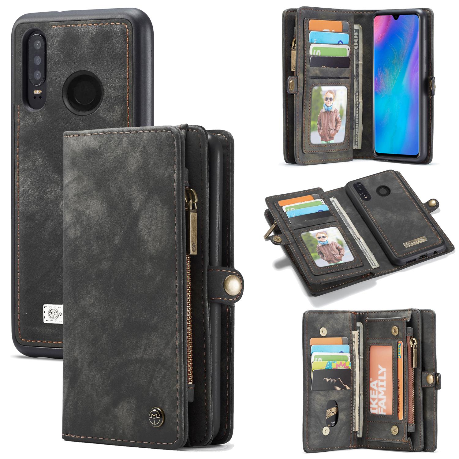 Multi-slot Lommeboksetui Huawei P30 Lite Grå