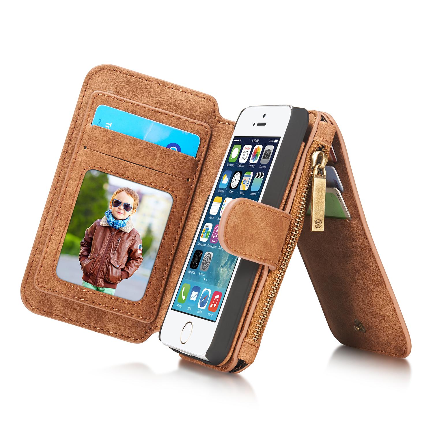 Multi-slot Lommeboksetui Apple iPhone 5/5S/SE Brun