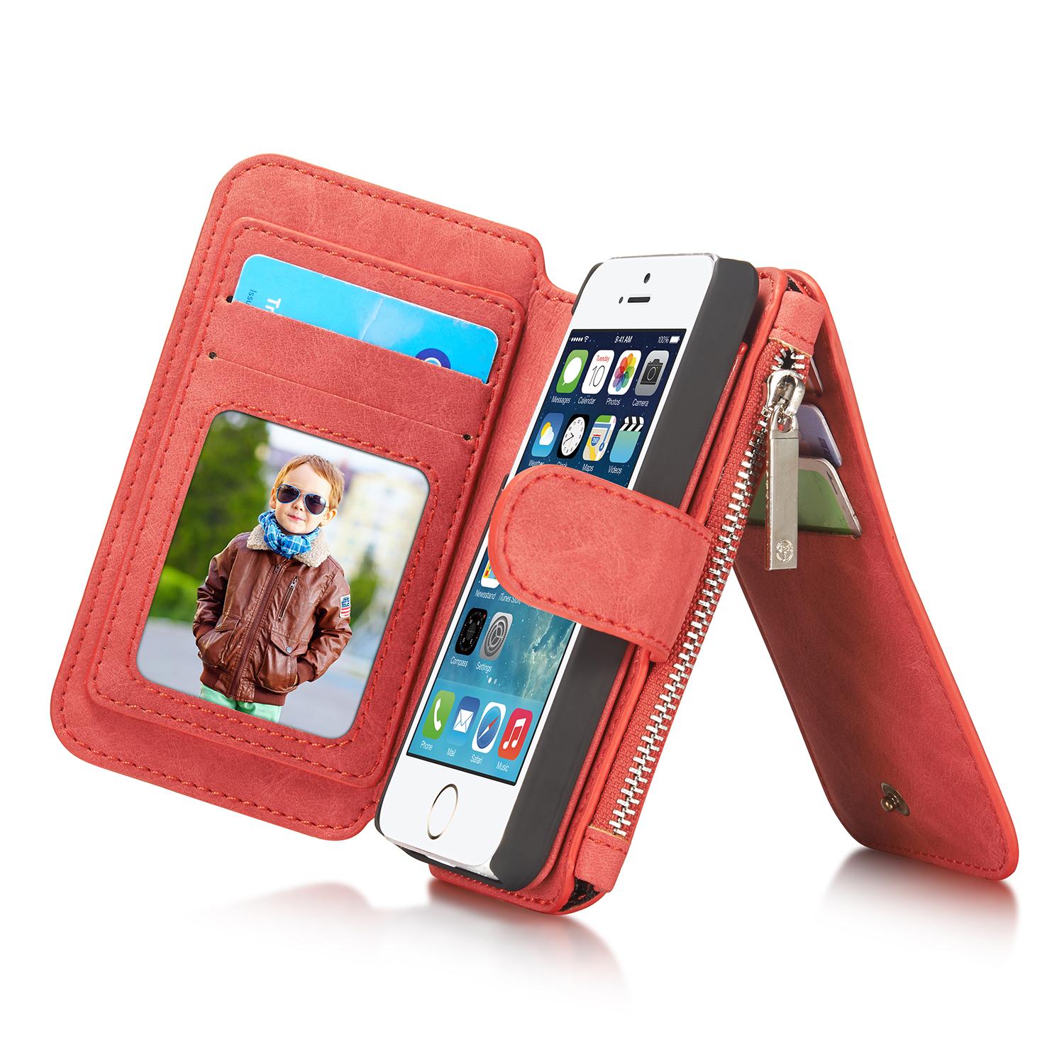 Multi-slot Flipdeksel iPhone 5/5S/SE rød