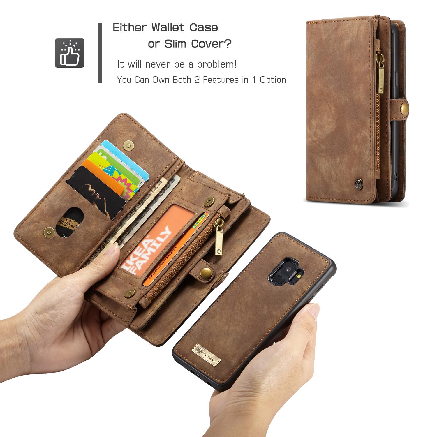Multi-slot Lommeboksetui Samsung Galaxy S9 brun