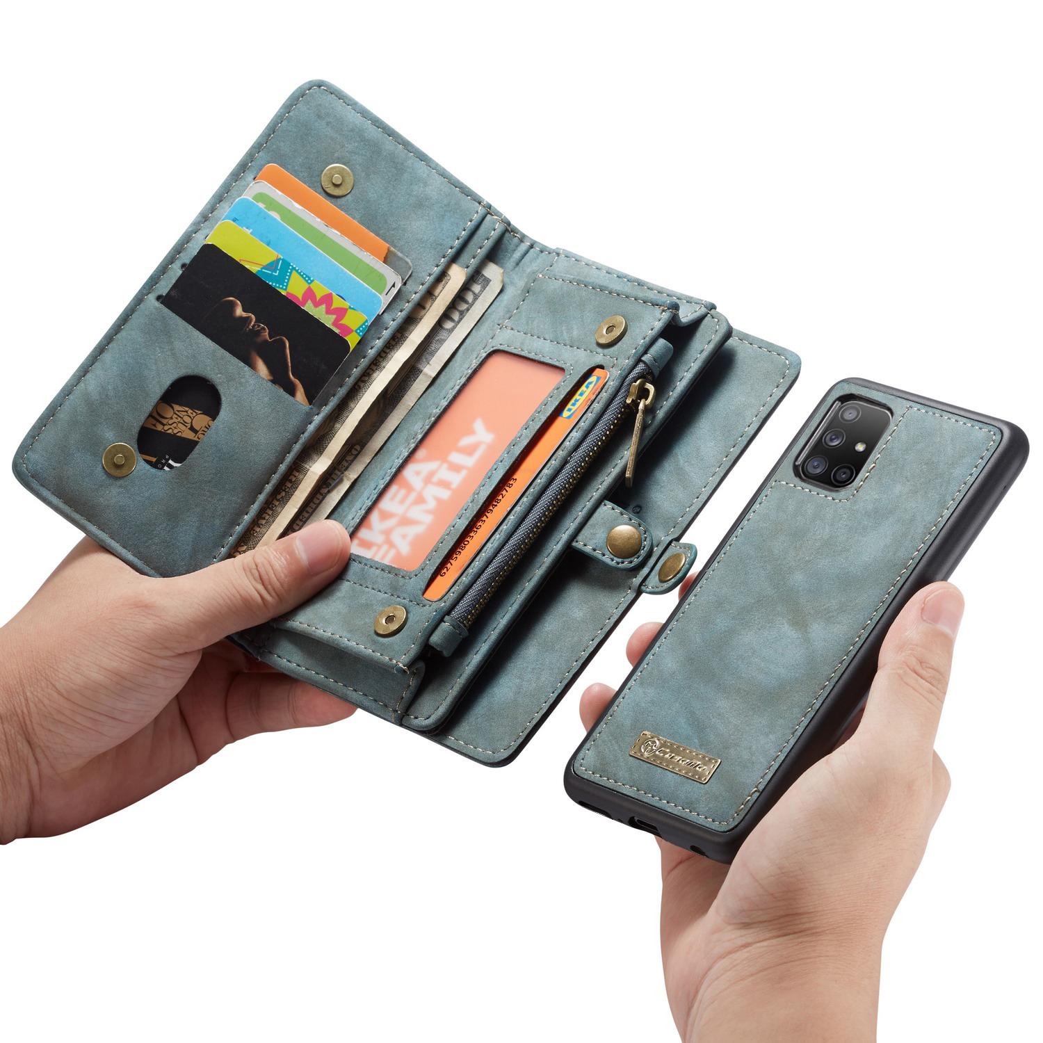 Multi-slot Lommeboksetui Samsung Galaxy A71 Blå