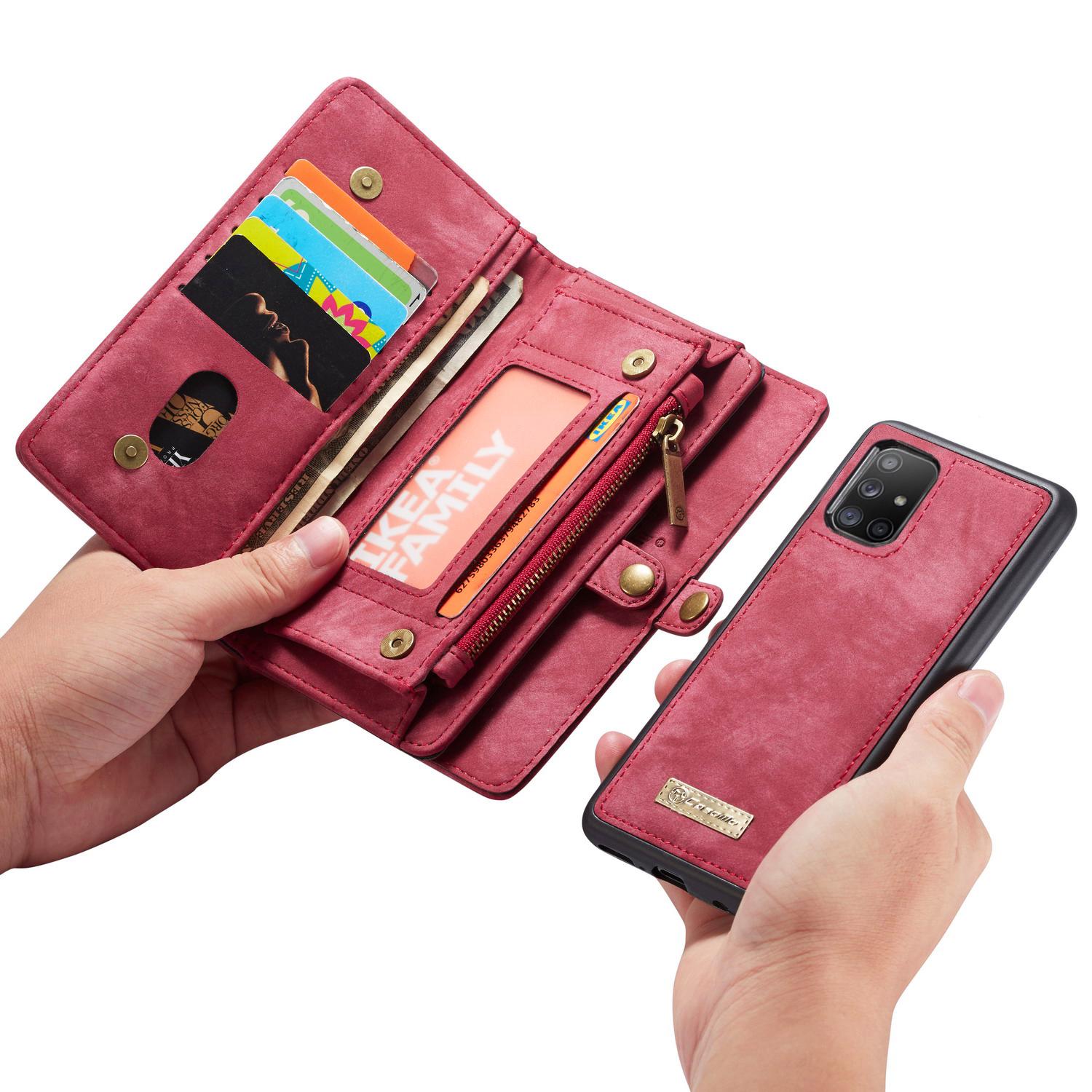 Multi-slot Lommeboksetui Samsung Galaxy A71 Rød