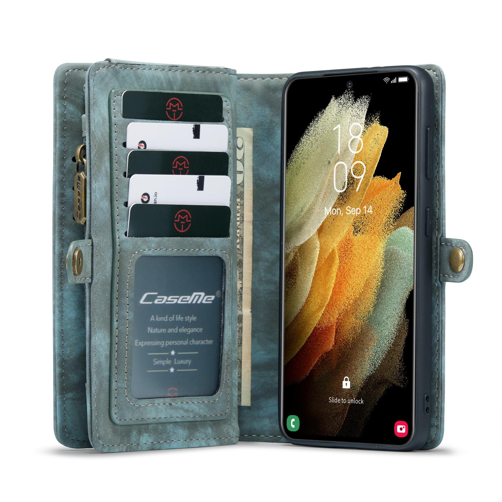 Multi-slot Lommeboksetui Samsung Galaxy S21 Plus Blå