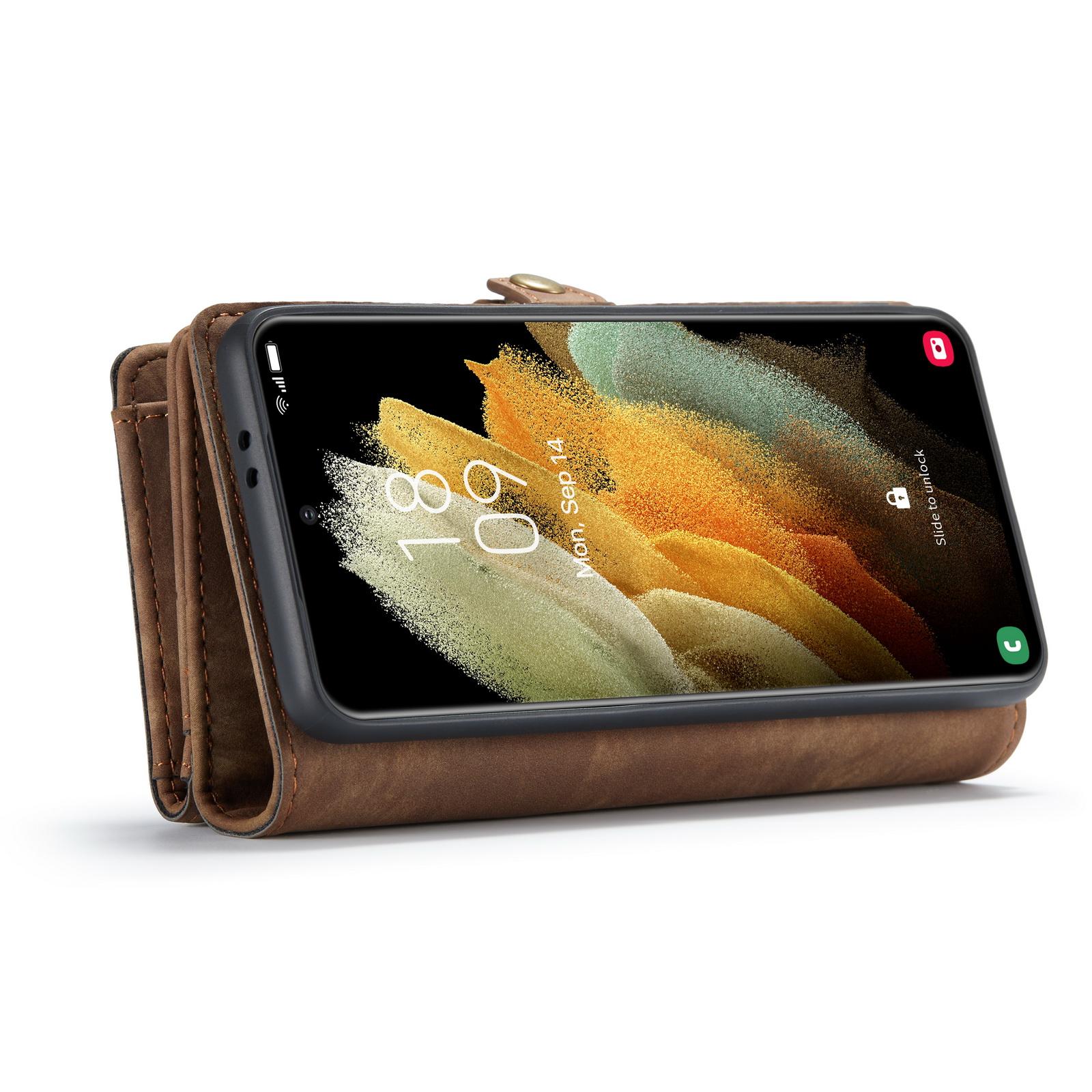 Multi-slot Lommeboksetui Samsung Galaxy S21 Plus Brun