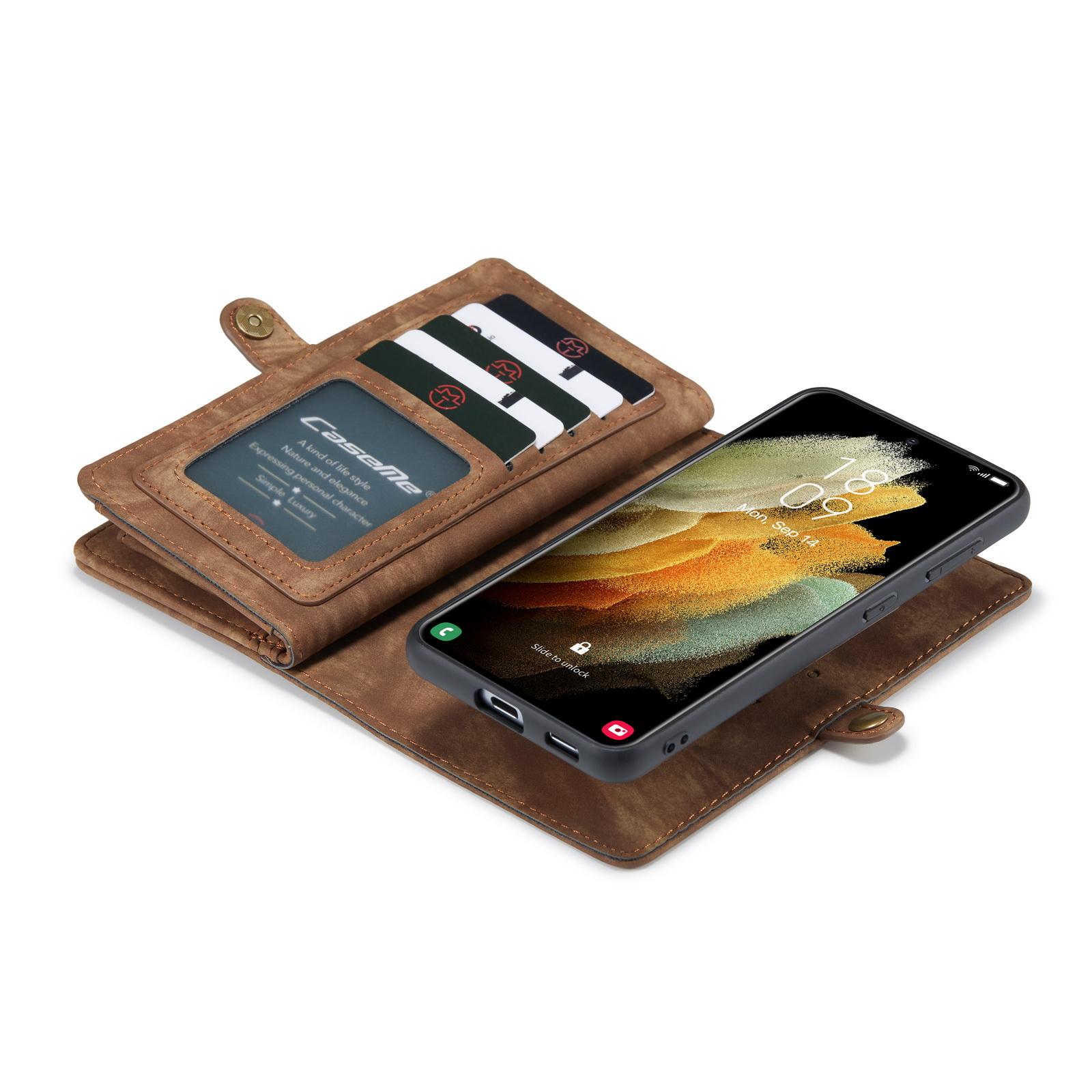 Multi-slot Lommeboksetui Samsung Galaxy S21 Plus Brun