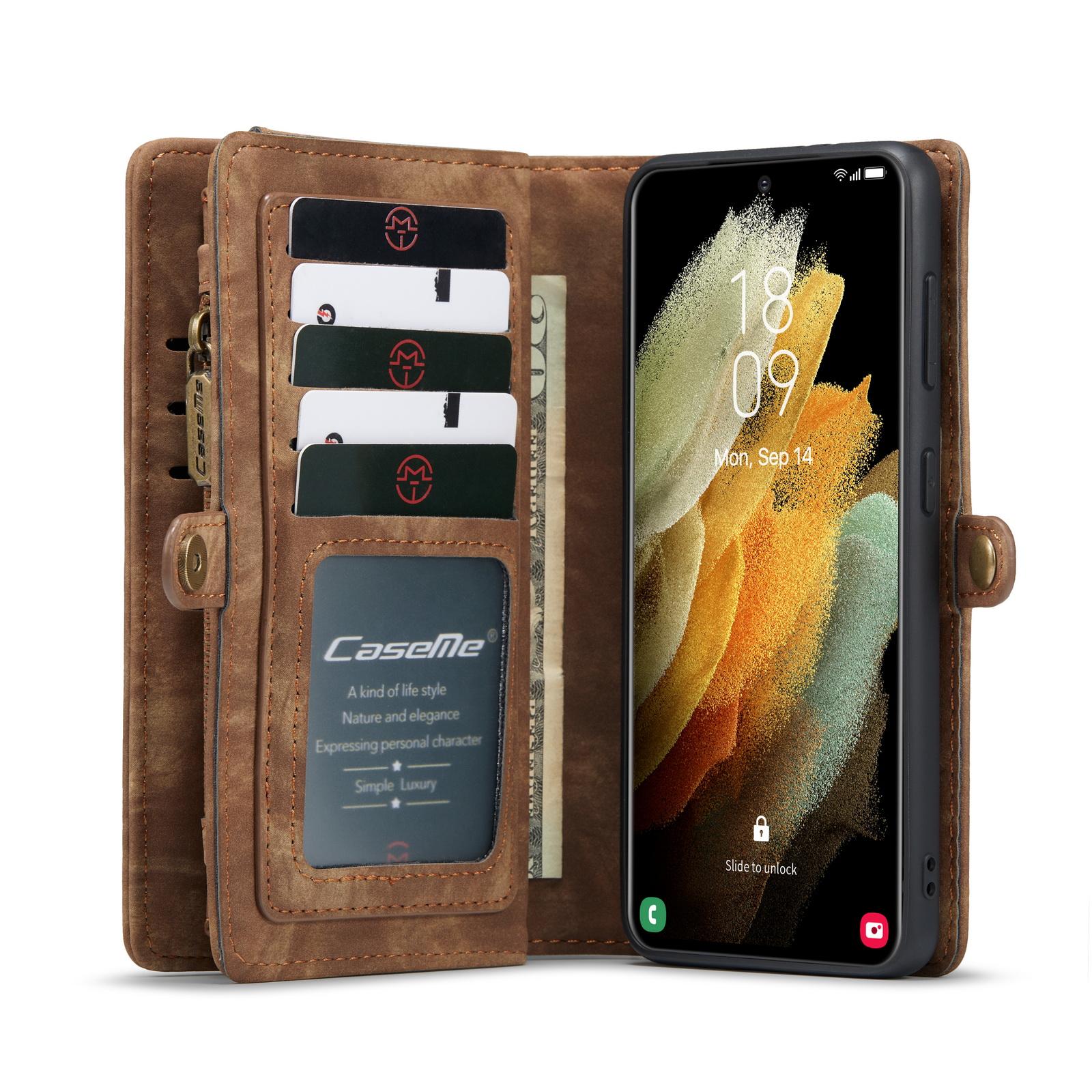 Multi-slot Lommeboksetui Samsung Galaxy S21 Plus Brun