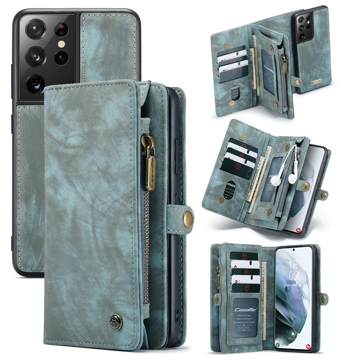 Multi-slot Lommeboksetui Samsung Galaxy S21 Ultra Blå