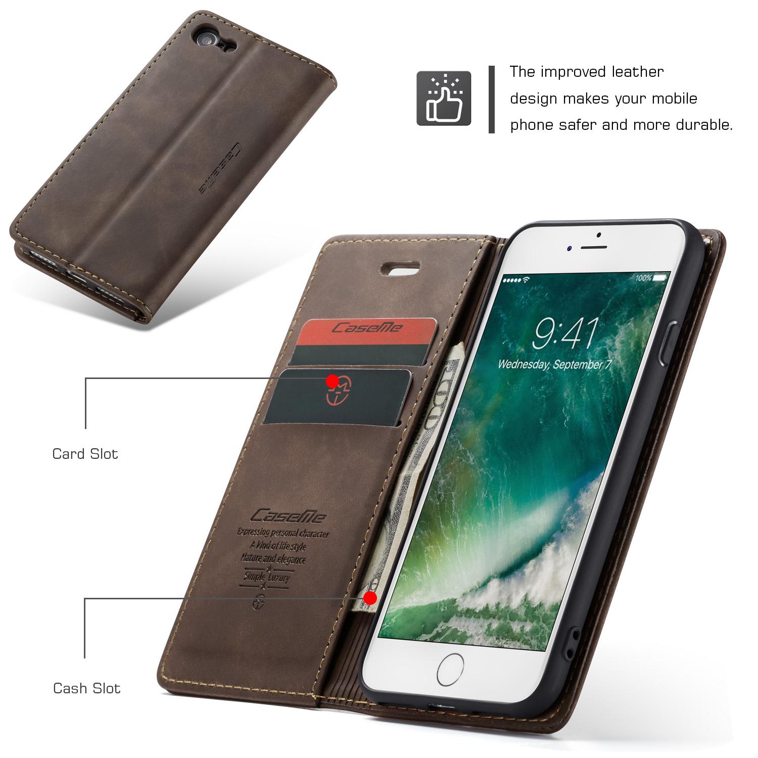 Slim Lommebokveske iPhone SE (2022) brun