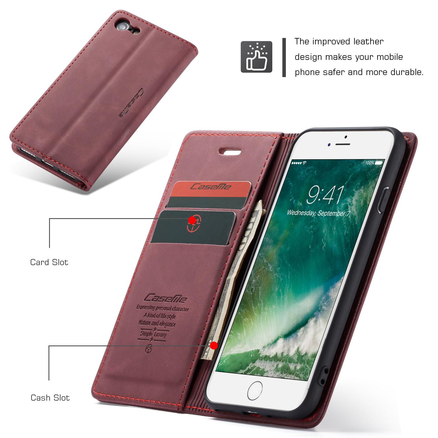 Slim Lommebokveske iPhone SE (2022) rød