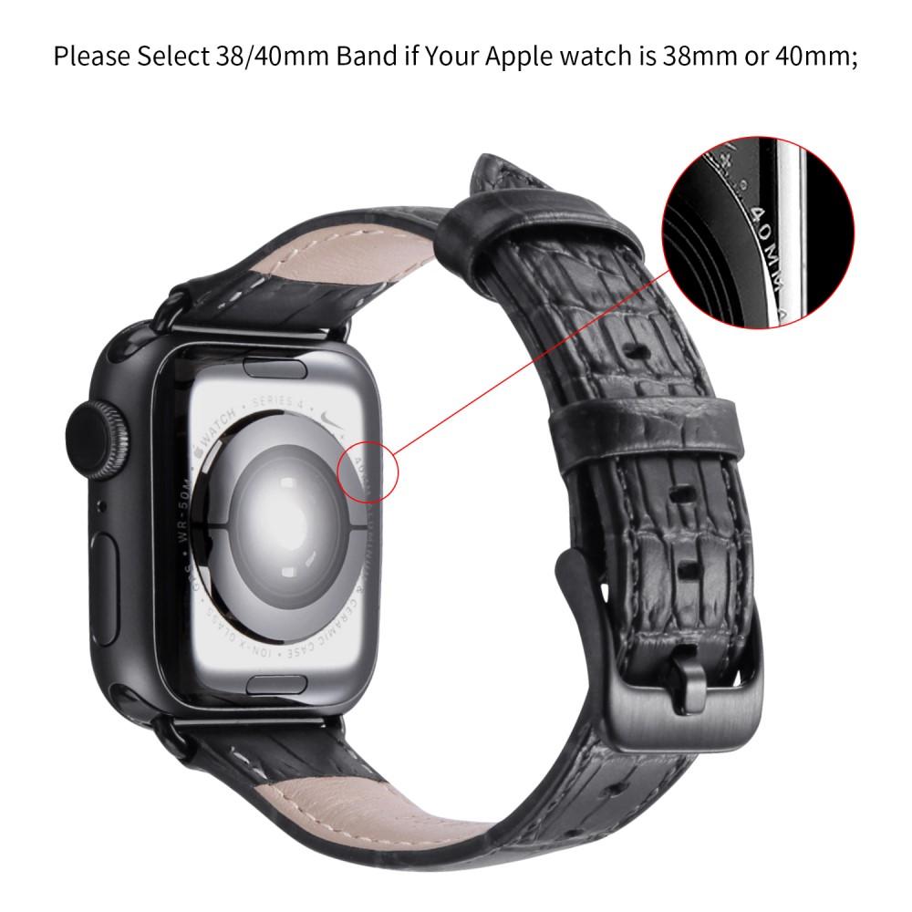 Leather Armband Apple Watch 38/40 mm Crocodile Black