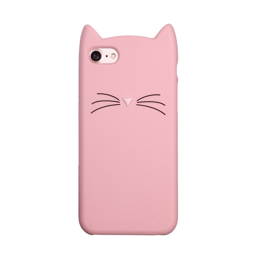 Deksel Silikon Katt iPhone 7/8/SE rosa