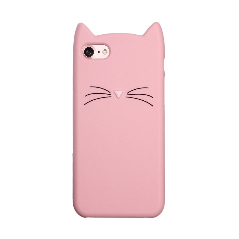 Deksel Silikon Katt iPhone 8 rosa