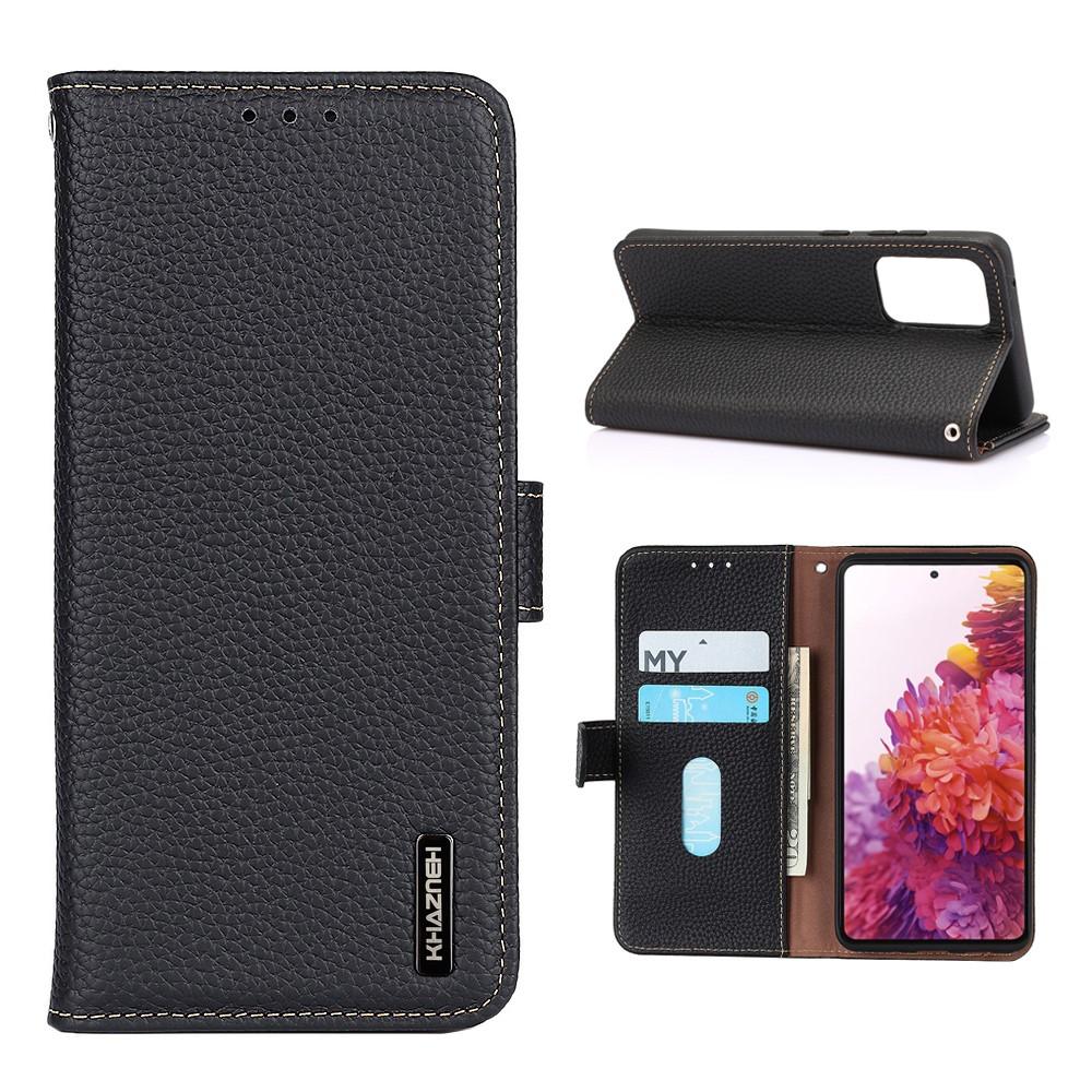 Real Leather Wallet Galaxy A52 5G Black
