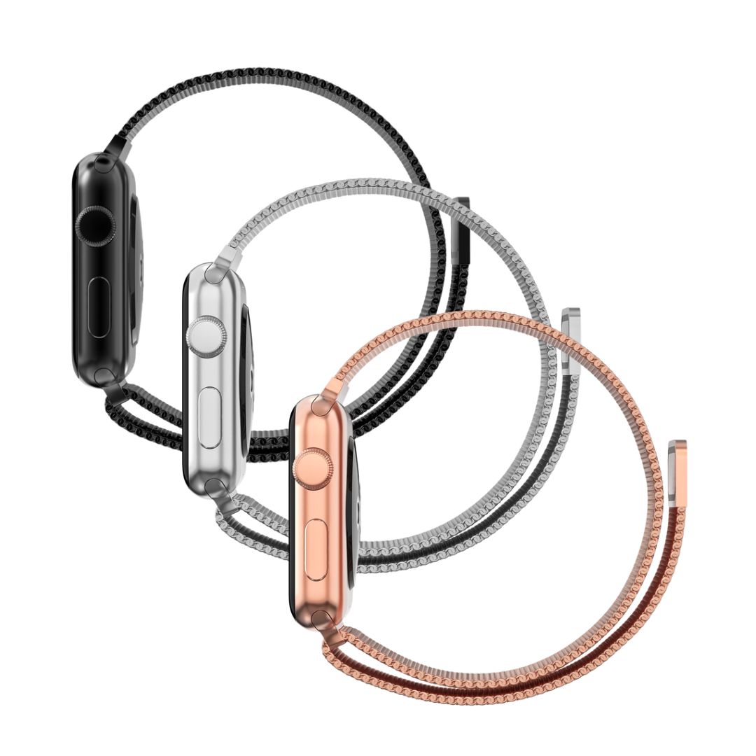 Apple Watch 44mm Sett Reim Milanese Loop svart, sølv, rosegull