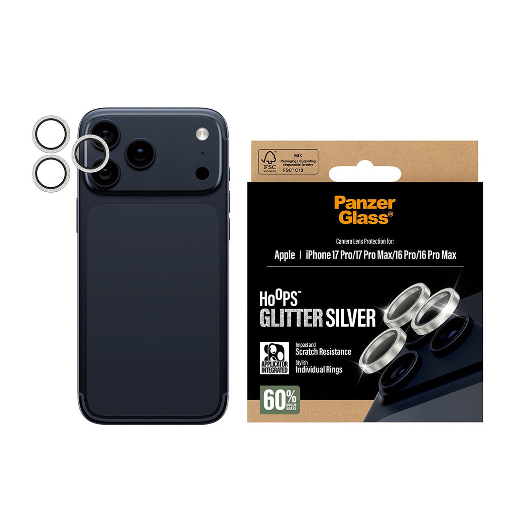 iPhone 16 Pro Max Hoops Camera Lens Protector Glitter Silver