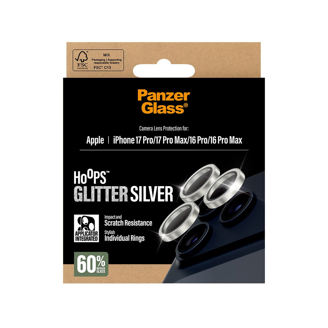 iPhone 16 Pro Max Hoops Camera Lens Protector Glitter Silver