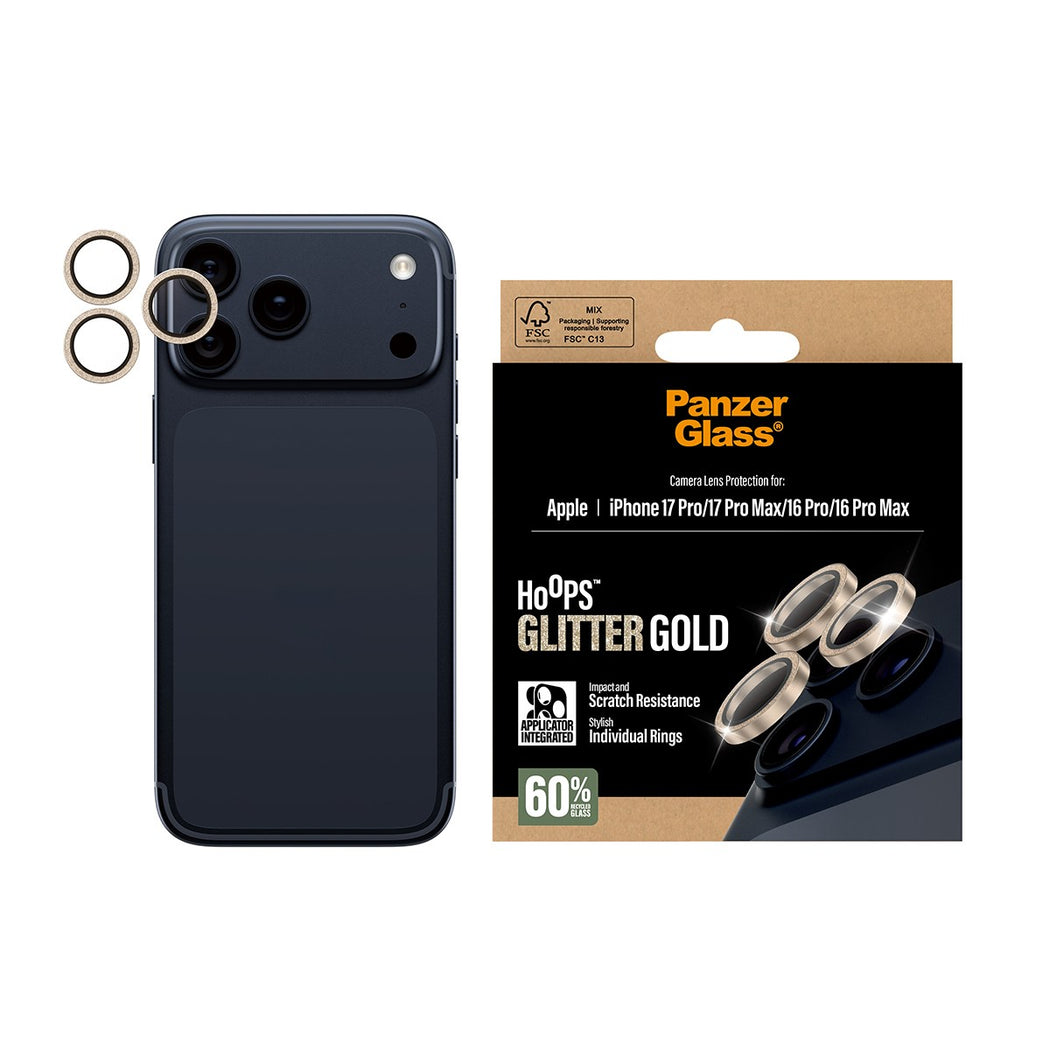 iPhone 16 Pro Max Hoops Camera Lens Protector Glitter Gold