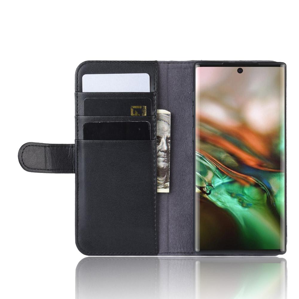 Ekte Lærveske Galaxy Note 10 svart