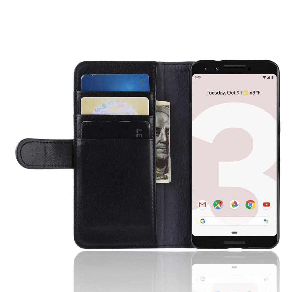 Ekte Lærveske Google Pixel 3a svart