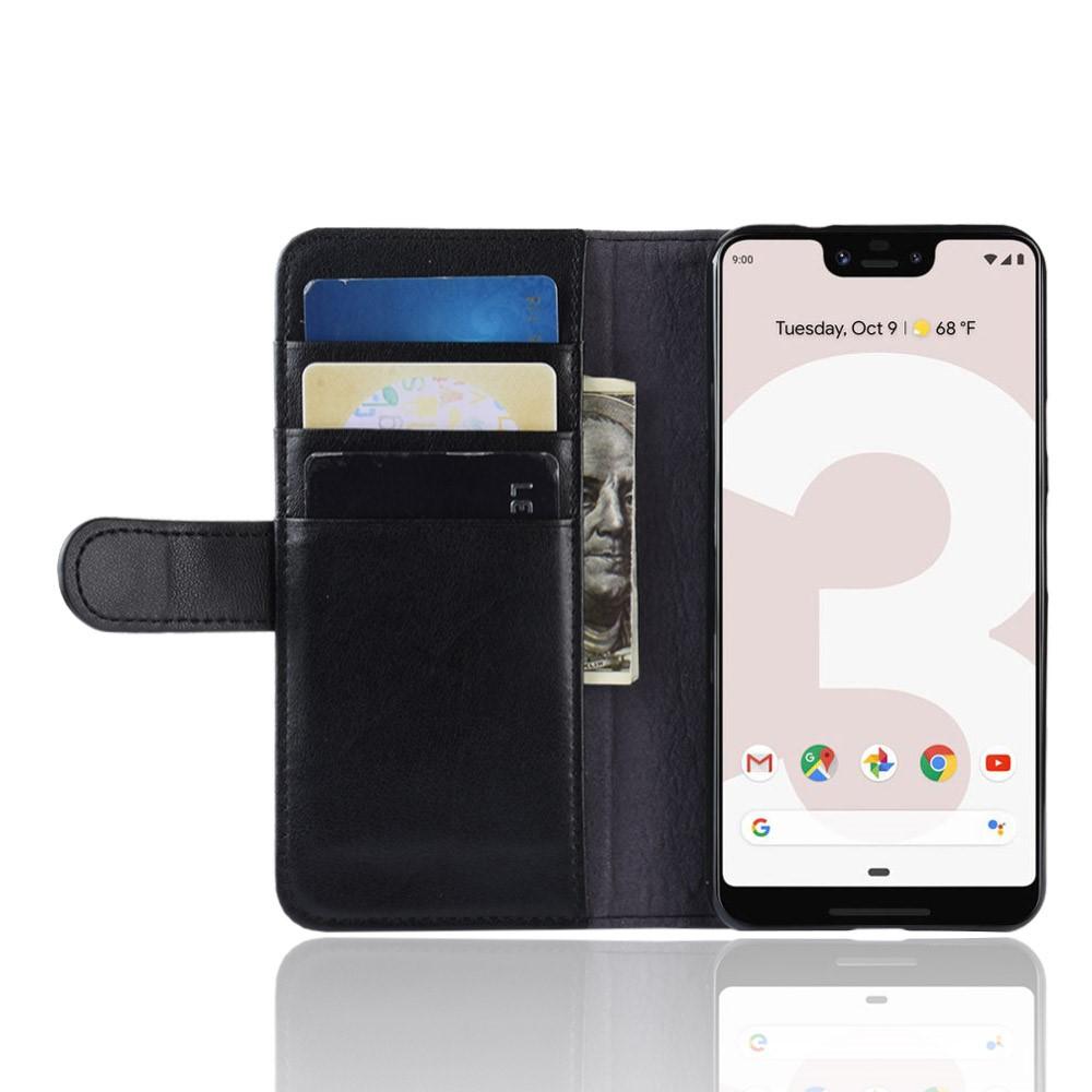 Ekte Lærveske Google Pixel 3a XL svart